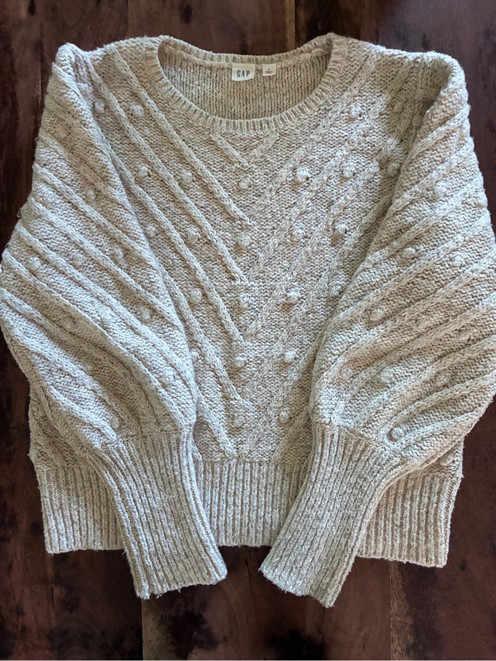 GAP Women's Cream Cable Bobble Crew Sweater